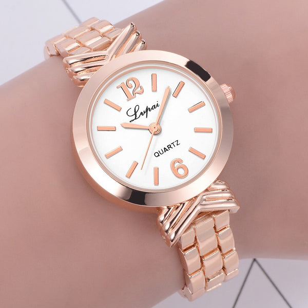 Classic Style Women Watches Rose Gold Digital Dial Ladies Quartz Wristwatch High Quality Alloy Strap Clock Dress Montre Femme@50