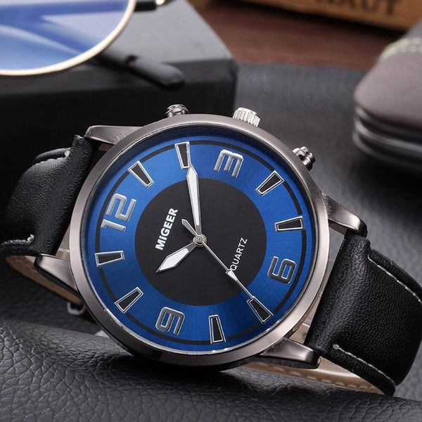 DISU Men Wrist Watch Retro Design Leather Band Analog Alloy Quartz watches men  vintage men wristwatch clock relogios masculino
