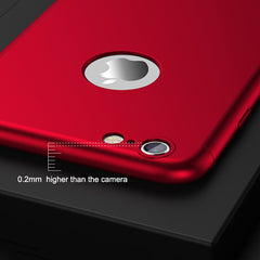 360 Case Full Body Coverage Phone Cases for iPhone 7 6 6s Plus Fundas Fashion Matte Hard PC Cover Free Glass Screen Film