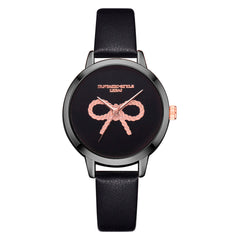 Hot Women's Watches Pink Bow Pattern Disc Ladies Quartz Movement Wristwatch Business Leather Strap  Clock Zegarki Damskie@50