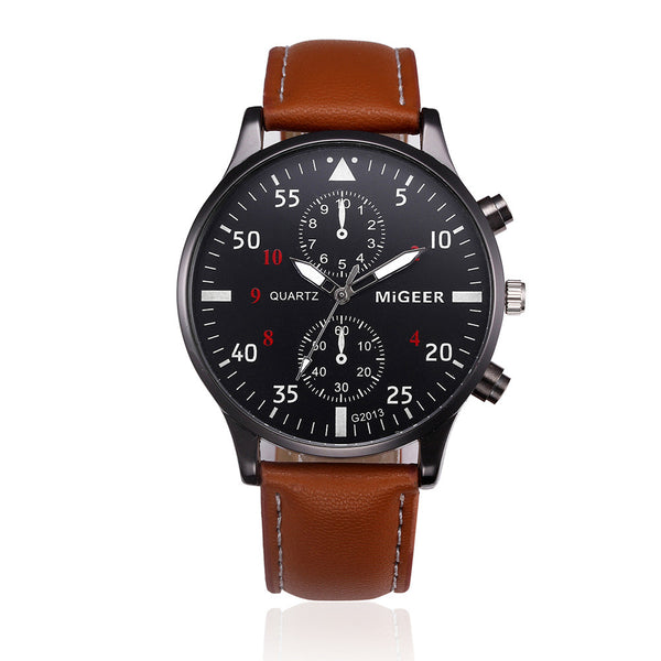 DISU Men Wrist Watch  Retro Design Leather Band Analog Alloy Quartz watches men unique watch for men wristwatch mens