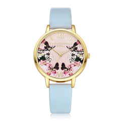 High Quality Women Watches Colorful Pattern Dial Ladies Quartz Wristwatch Simple Leather Strap Clock Casual Relogio Feminino@50