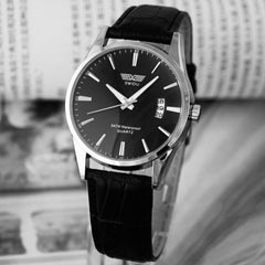 Man Wrist Watch Classic Luxury Black Leather Strap Calendar Quartz Date Wristwatch Mens Reloj Hombre 2019 saat erkek kol saati