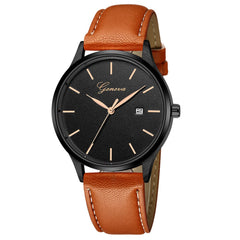 DISU Men Women Wrist Watch Sport Leather Band Quartz Analog watches men wrist watches day date relogios masculino