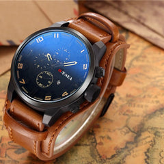 Men's Watch Fashion Three Eyes Calendar Leather Strap Quartz Watch Man Reloj Hombre 2019 Men Wristwatch Clock relogio masculino