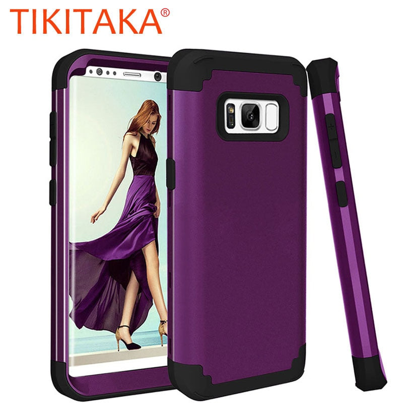 360 Shockproof Armor Phone Cases For iPhone 7 6 6s Plus Case 3 in 1 Hybrid PC + TPU Cover For Samsung Galaxy S8 Plus Screen Film