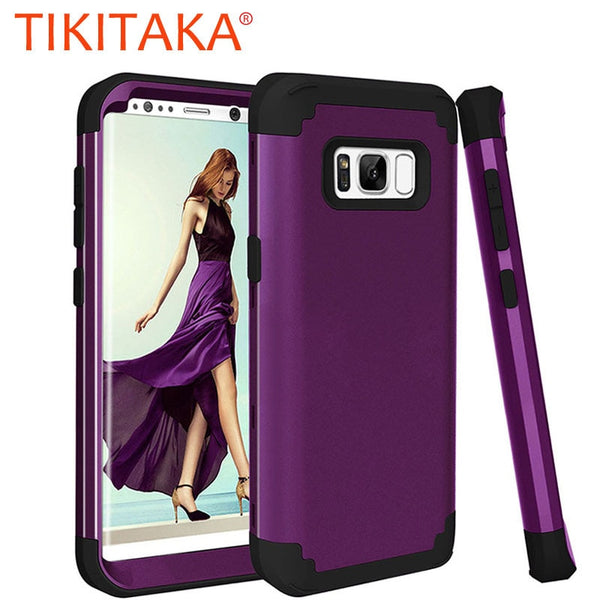 360 Shockproof Armor Phone Cases For iPhone 7 6 6s Plus Case 3 in 1 Hybrid PC + TPU Cover For Samsung Galaxy S8 Plus Screen Film