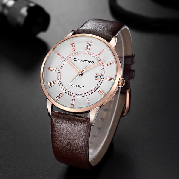 DISU Men Wrist Watch Luxury Quartz Military Stainless Steel Dial Leather Band wristwatch mens watches mens 2019 clock men