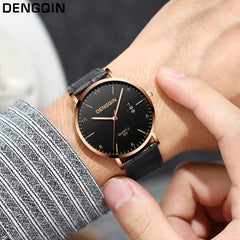 DISU Men Watch Luxury Quartz Sport Military Stainless Steel Dial Leather Band watch mens watches mens 2019 clock men