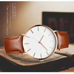 DISU Men Women Watch Betreasure Ultra Thin Luxury Leather Casual Quartz watch man unique watch for men relogios masculino