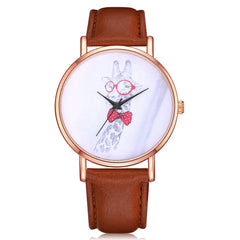 Women Watches Exquisite Cute Deer Pattern Dial Ladies Casual Quartz Wristwatch Simple Leather Strap Clock Dress Reloj Mujer @50