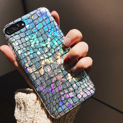 Fashion Snake Scales Glitter Sequins Case For iphone 7 6 6s Plus Cover Slim Soft PU Leather Phone Cases Laser Shinning Shell New