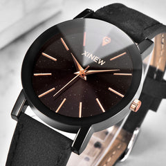 DISU Men Women Ladies Wrist Watch Leather Strap Line Analog Quartz watch man watches mens 2019 relogio masculino