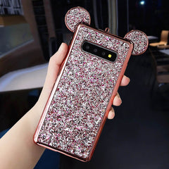Glitter Powder Sequins Mouse Ear Cases For Samsung Galaxy S9 S10 Plus S10 S10e Electroplated Soft Silicone Shockproof Cover Case