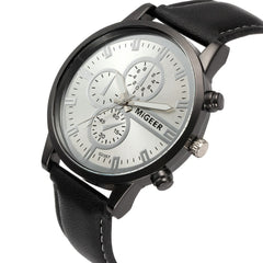 DISU Men Wrist Watch Classic Leather Strap Quartz Casual wristwatch mens big dial watches for men mens watches