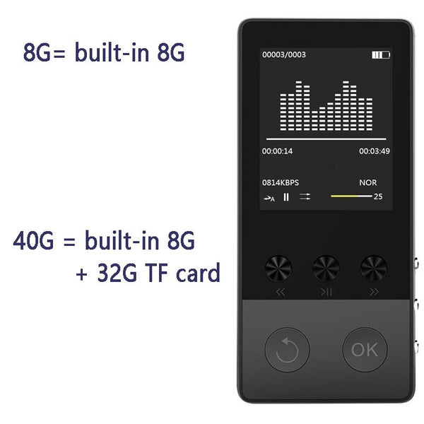 New Metal Bluetooth4.2 MP3 Player Build in Speaker with FM Radio E-book Audio Video Player Portable 1.8 Inch Pedo Meter Walkman