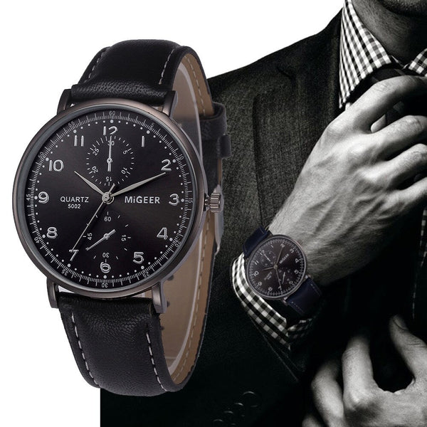 Man Wrist Watch Retro Design Leather Band Analog Alloy Quartz Wristwatch Mens watches mens 2019 relogios masculinos