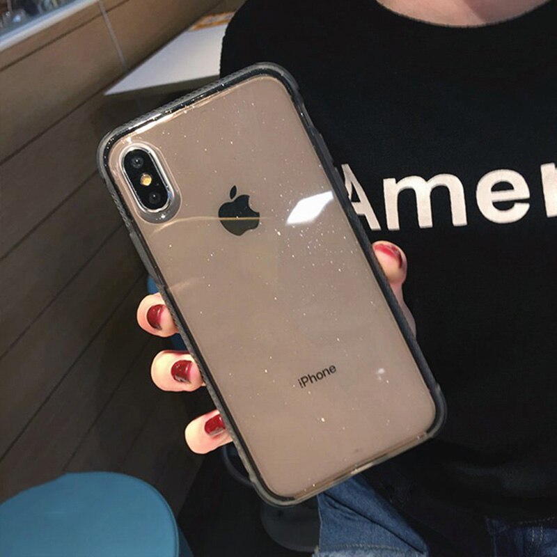 Glitter Powder Transparent Phone Case For iPhone 11Pro Max X XR XS Max 8 7 Plus 6 6S Plus Soft TPU Shockproof Shining Back Cover