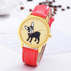 Women's Watches Casual  Ladies Quartz Wristwatch Golden Border Puppy Pattern Dial Leather Strap Clock Dress Gift Reloj Mujer@50