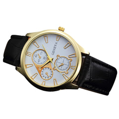 DISU Men Wrist Watch Retro Design Leather Band Analog Alloy wristwatch mens watches mens 2019 relogios masculino