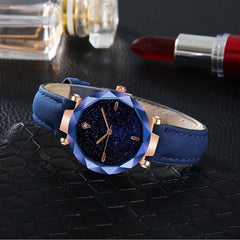 Luxury Women Watches Starry Sky Irregular Dial Ladies Fashion Quartz Wristwatch Leather Strap Clock  Casual Reloj Mujer @50