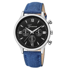 DISU Men Watches Luxury Fashion Faux Leather Blue Ray Glass Quartz Analog watch man watches mens 2019 men wristwatch