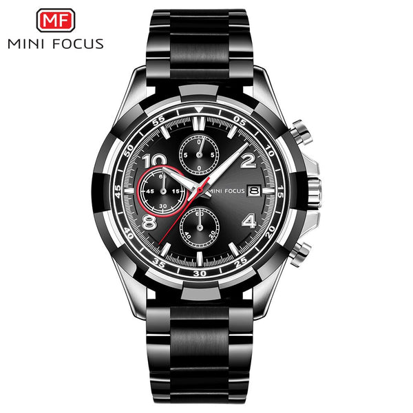 MINI FOUCS Chronograph Watches Man Clock Sport Watches For Men Fashion Rose Gold Watch Men Luxury Brand Stainless Steel Luminous