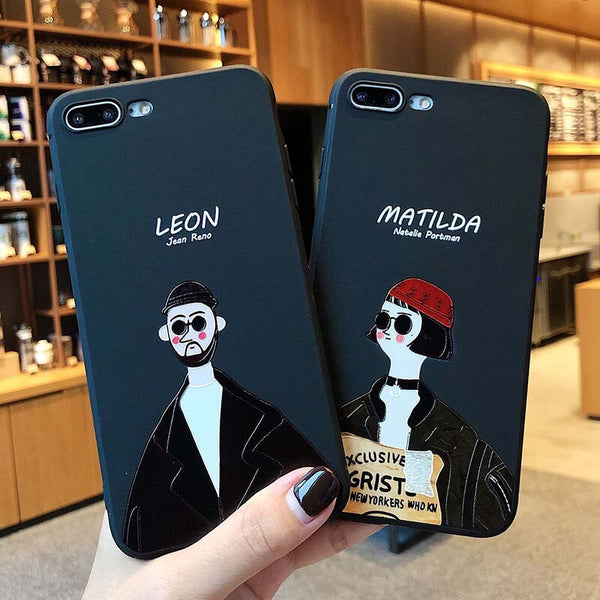 Case For iphoneX XS XR XS Max 8 7 6 6S Capa Cartoon Soft TPU Matte Frosted Cover Movie Leon Mathilda Pattern Phone Cases