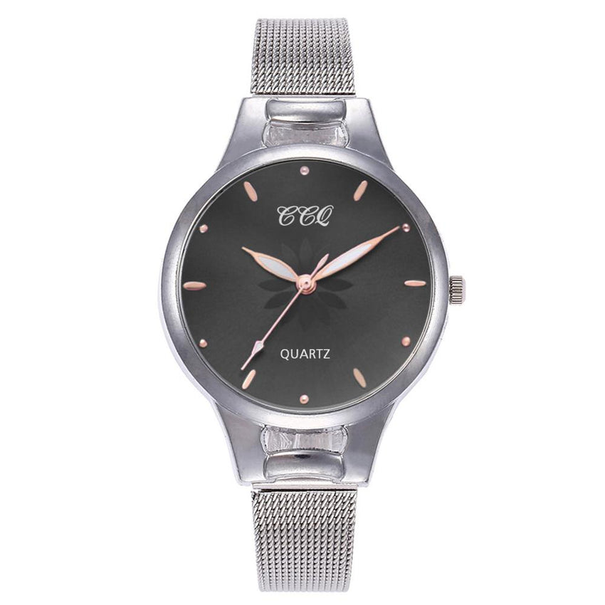 Women's Wristwatches Luxury Silver Popular Pink Dial Flowers Metal Ladies Bracelet Quartz Clock Fashion Zegarki Damskie @50