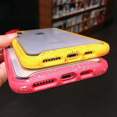 Candy Color Wave point Frame Shockproof Case For iphone 11 XS Max XR 6 6s 7 8Plus Transparent TPU +PC Hard Protective Phone Case
