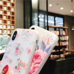 Fashion Flower Silicon Phone Case For iPhone 7 8 Plus Rose Floral Leaves Cases For iPhone X 7 6 6S Plus 5 5S SE Soft TPU Cover