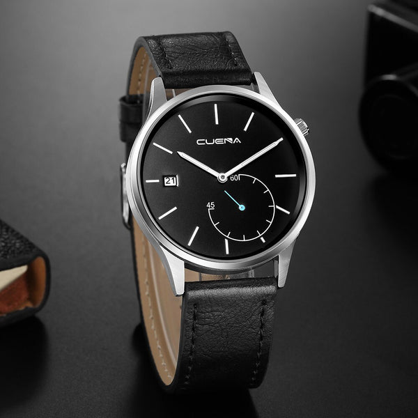 Man Wrist Watch Sport Stainless Steel Case Leather Band Quartz Analog wristwatch mens unique watch for men relogio masculino