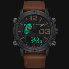 Mens Wristwatch Sports LED Military Leather Analog Quartz Gift Watch Mens Reloj Hombre 2019 Men Wristwatch Clock