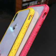 Candy Color Wave point Frame Shockproof Case For iphone 11 XS Max XR 6 6s 7 8Plus Transparent TPU +PC Hard Protective Phone Case
