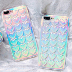Fashion Gradient Laser Case For iPhone 6 Plus Case Colorful Soft Love Heart Mobile Phone Bag For iPhone 6 6s Plus With Lanyard