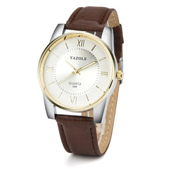 YAZOLE Men Watches 2019 Luxury Brand Stainless steel Leather Band Analog Quartz Wrist Watch Man relogio masculino orologio uomo
