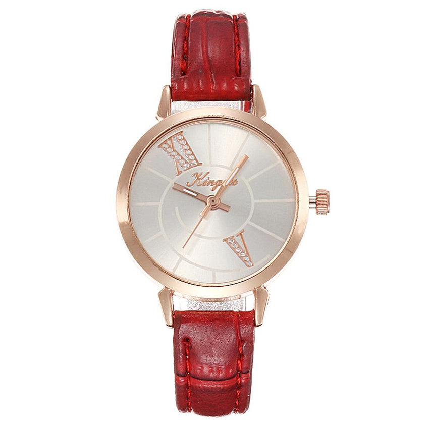 Luxury Women's Watches Leather Strap Fashion Ladies  Clock Scale Rose Gold Disc Quartz Wristwatch  Relogio Feminino@50