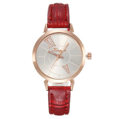 Luxury Women's Watches Leather Strap Fashion Ladies  Clock Scale Rose Gold Disc Quartz Wristwatch  Relogio Feminino@50