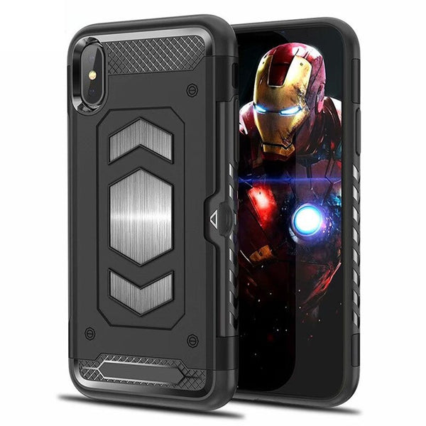 Phone Case For Iphone X XS Max XR 6 6S 7 8 Plus Hybrid Armor Car Magnetic Suction Bracket Cases Rugged Soft Card Slot Cover