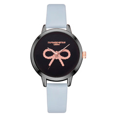 Hot Women's Watches Pink Bow Pattern Disc Ladies Quartz Movement Wristwatch Business Leather Strap  Clock Zegarki Damskie@50