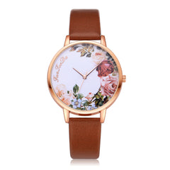 Luxury  Women Watches Thin disc Flower Watch Minimalism Leather Strap Ladies Quartz  Wristwatch Featured Clock Reloj Mujer@50