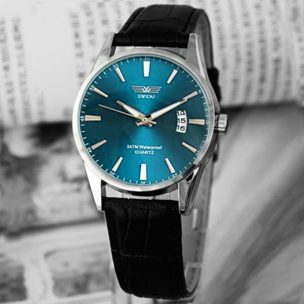 Man Wrist Watch Classic Luxury Black Leather Strap Calendar Quartz Date Wristwatch Mens Reloj Hombre 2019 saat erkek kol saati