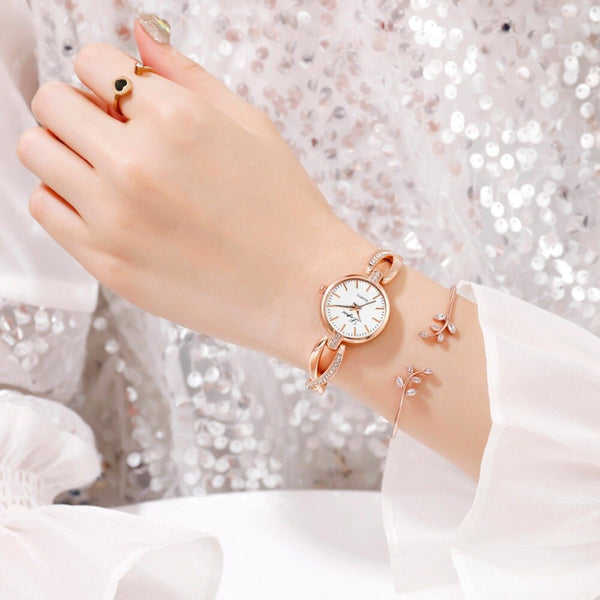 Fashion Women Watches Rose Gold Irregular Bracelet Luxury Ladies Quartz Clock With Rhinestone Casual Wristwatch Dropshipping @50
