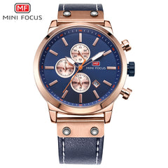 MINI FOCUS Man Watch 2019 Branded Sport Watches For Men Wristwatch Quartz Watch Men Military Chronograph Men Watch Leather Clock
