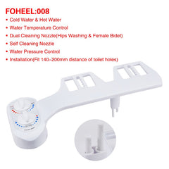 FOHEEL Non-Electric Toilet Seat Bidet Hot Cold Water Bathroom Muslim Shattaf Washing Bidet Sprayer Self-Cleaning Nozzle