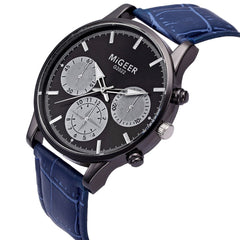 DISU Men Wrist Watch Retro Design Leather Band Analog Alloy Quartz watch man vintage men wristwatch clock men watches