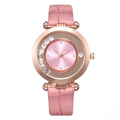 Distinctive Disc Glass Mirror Women's Watches Leather Strap Quartz Wristwatch Minimalism Bayan Kol Saati Temperamental Clock@50