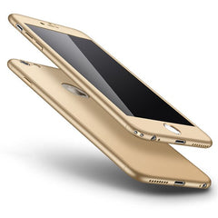 360 Case Full Body Coverage Phone Cases for iPhone 7 6 6s Plus Fundas Fashion Matte Hard PC Cover Free Glass Screen Film