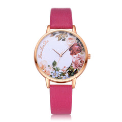 High Quality Women Watches Flower  Bird Pattern Watch Temperament Leather Strap Ladies Quartz  Wristwatch Optimal Clock @50