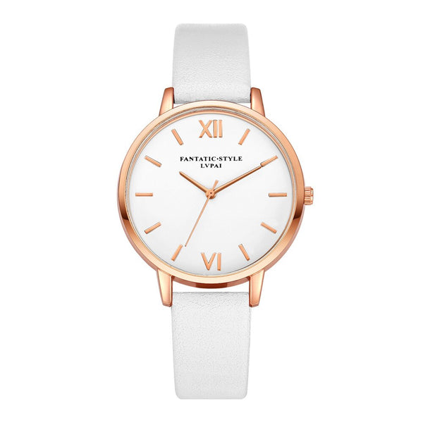 Modern Women's Watches Rose Gold Dial Fashion Ladies Quartz Wristwatch High Quality Leather Strap Casual Gift Clock Female@50